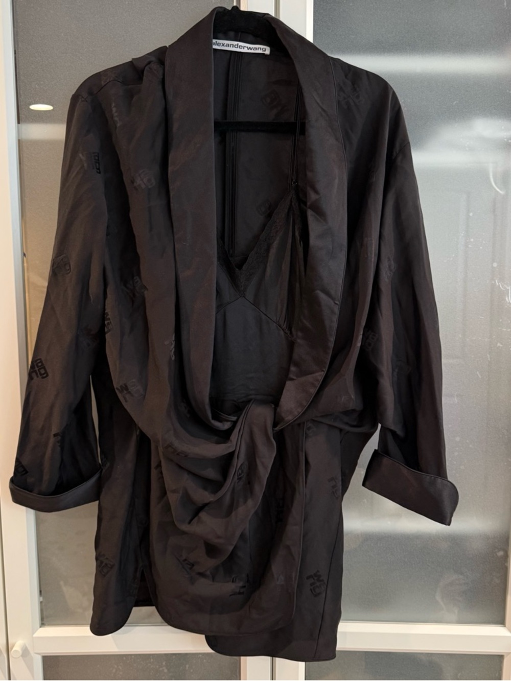 alexanderwang Draped Black Satin romper/ dress 2